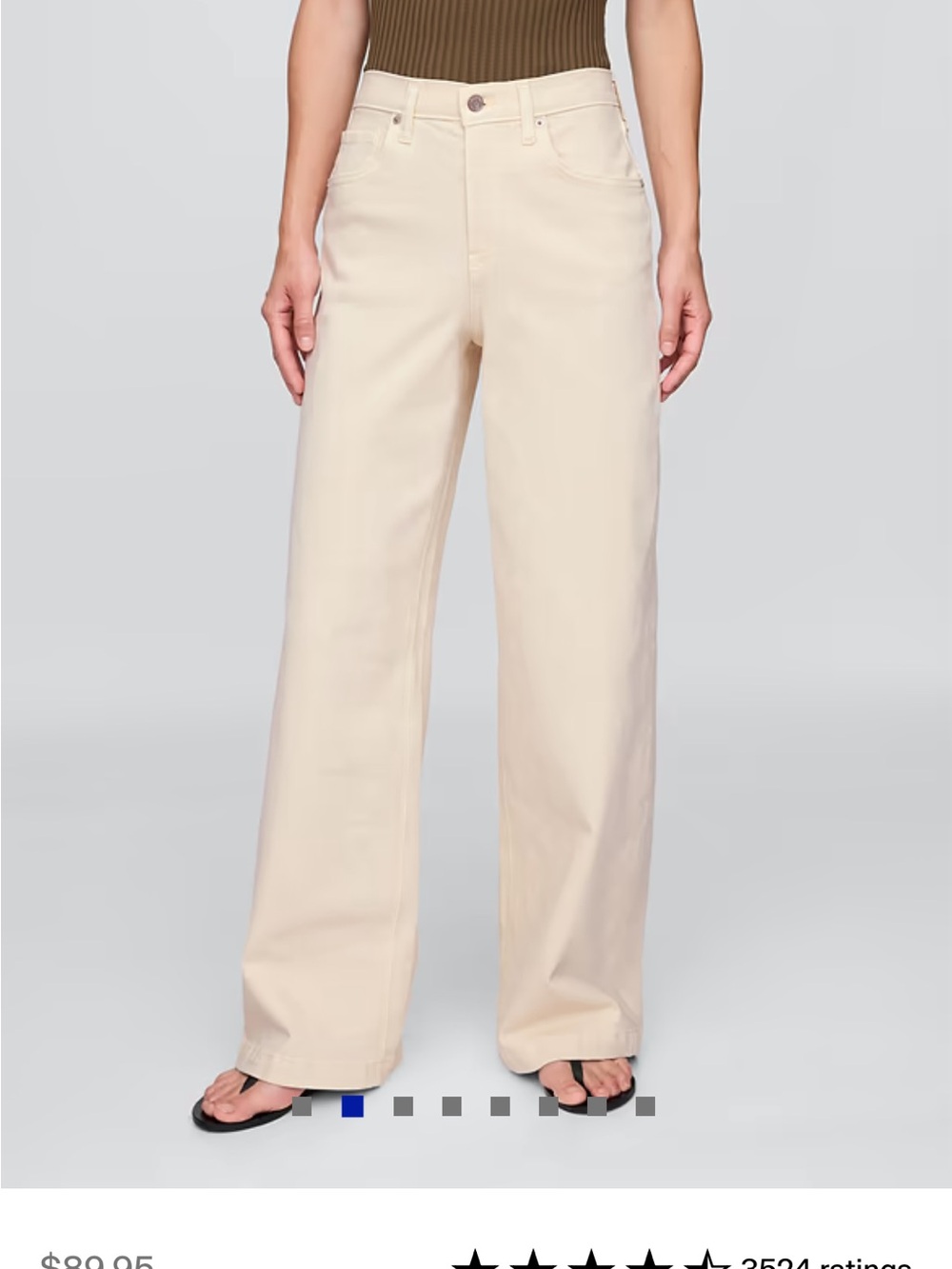 GAP High Rise Stride Wide-Leg Jeans in Cream Size 29